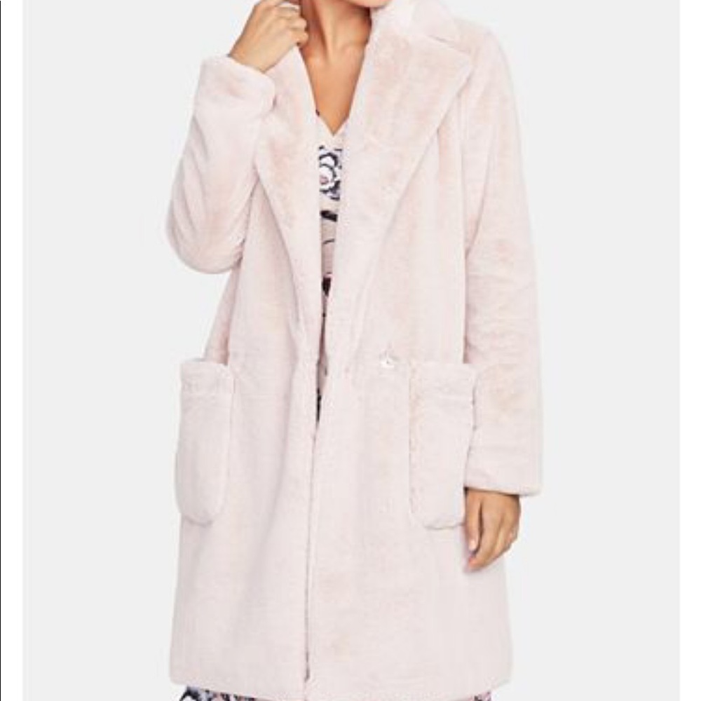 🆕 RACHEL Rachel Roy Faux Fur Notched-Collar Coat